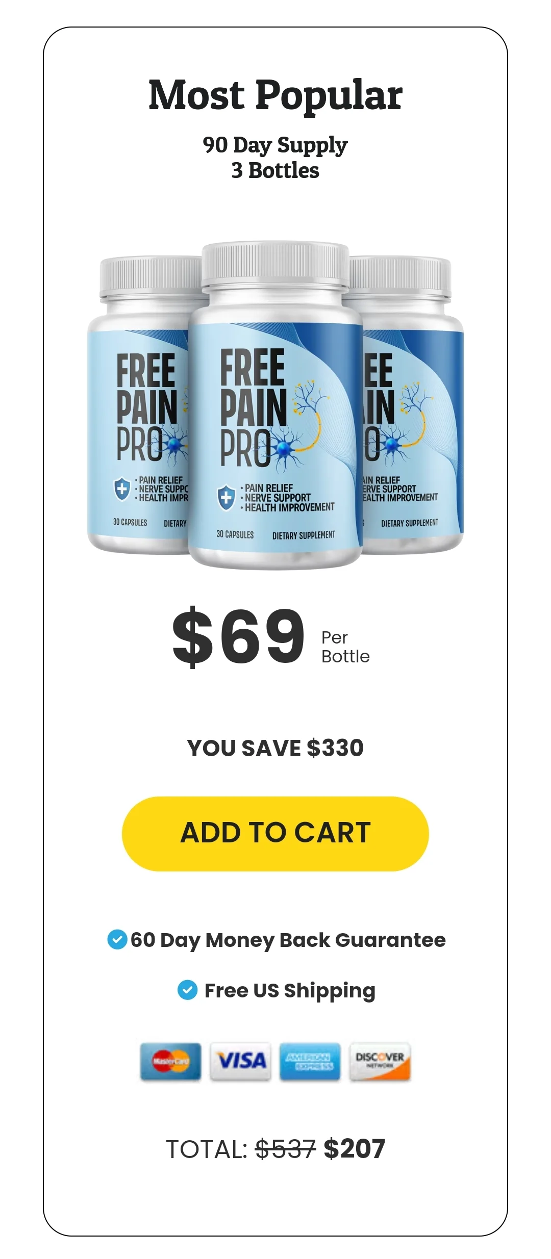 Free Pain Pro 3 bottles pricing